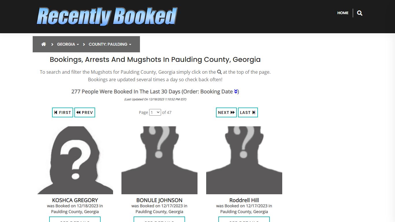 Bookings, Arrests and Mugshots in Paulding County, Georgia